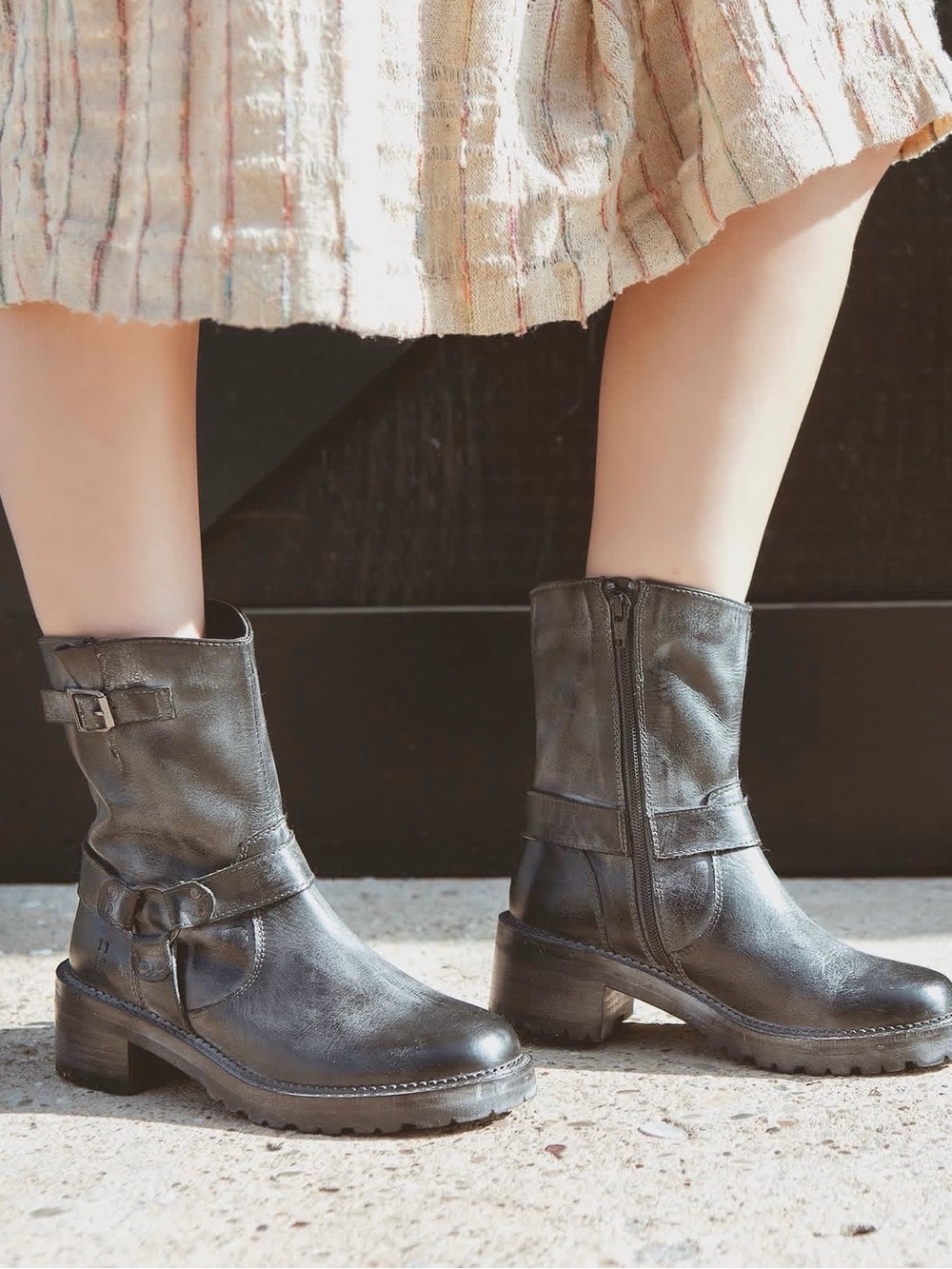 BED STU Roan starry night Mid-Calf zip Leather Boots moto western women’s sz 9